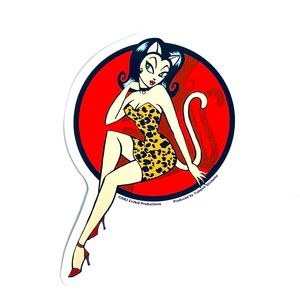 Glamorous Pin-Up Leopard Kitty Sticker